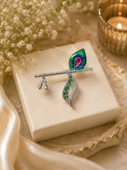 Krishna Flute Morpankh Saree Pin Broochs