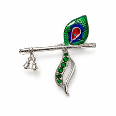 Krishna Flute Morpankh Saree Pin Broochs