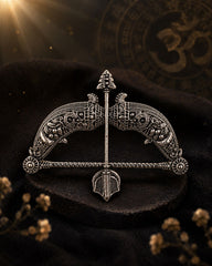 Antique Silver Ram Dhanush Brooch for Men & Women - Bow & Arrow Lapel Pin