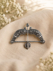 Antique Silver Ram Dhanush Brooch for Men & Women - Bow & Arrow Lapel Pin