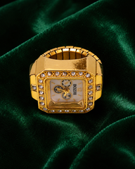 Square Crystal Bezel Finger Watch Ring