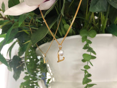 Dainty Pearl Letter Charm Necklace