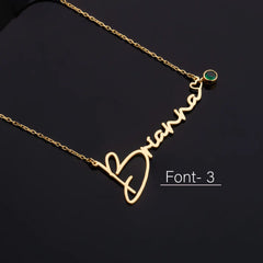 Elegant 14K Gold Custom Name Necklace with Birthstone Accent