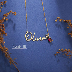 Elegant 14K Gold Custom Name Necklace with Birthstone Accent