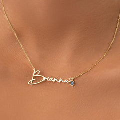 Elegant 14K Gold Custom Name Necklace with Birthstone Accent