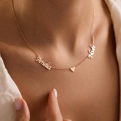 Personalized Family Name Necklace – Custom Sterling Silver, 14K Gold Plated Charm Gift for Mom