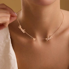 Personalized Family Name Necklace – Custom Sterling Silver, 14K Gold Plated Charm Gift for Mom