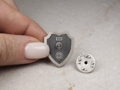 Lion Head Shield Pin Brooch, Medieval Lapel Badge, Jewelry Accessories, Sterling Silver