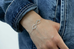 Sterling Silver Infinity Name Bracelet • Infinity Nameplate Bracelet • Multi Name Bracelet with Heart Charm • Personalized Gift For Her