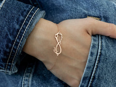 Sterling Silver Infinity Name Bracelet • Infinity Nameplate Bracelet • Multi Name Bracelet with Heart Charm • Personalized Gift For Her