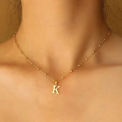 Personalized Letter Pendant Choker in Stainless Steel