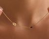 Elegant Sideways Initial Necklace with Personalized Birthstone
