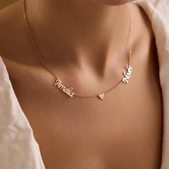 Personalized Family Name Necklace – Custom Sterling Silver, 14K Gold Plated Charm Gift for Mom