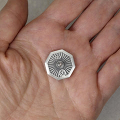 Octagon Pin Lion, Sterling Silver , Men's Brooch Pin, Lion Head, Medieval Pin, Jewelry Accessories, Lapel Badge, Wedding Men Gifts